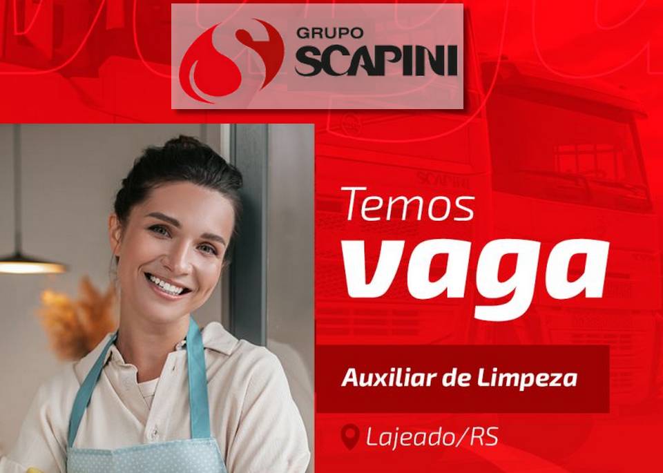 Scapini Transportes abre vaga de emprego para Auxiliar de Limpeza