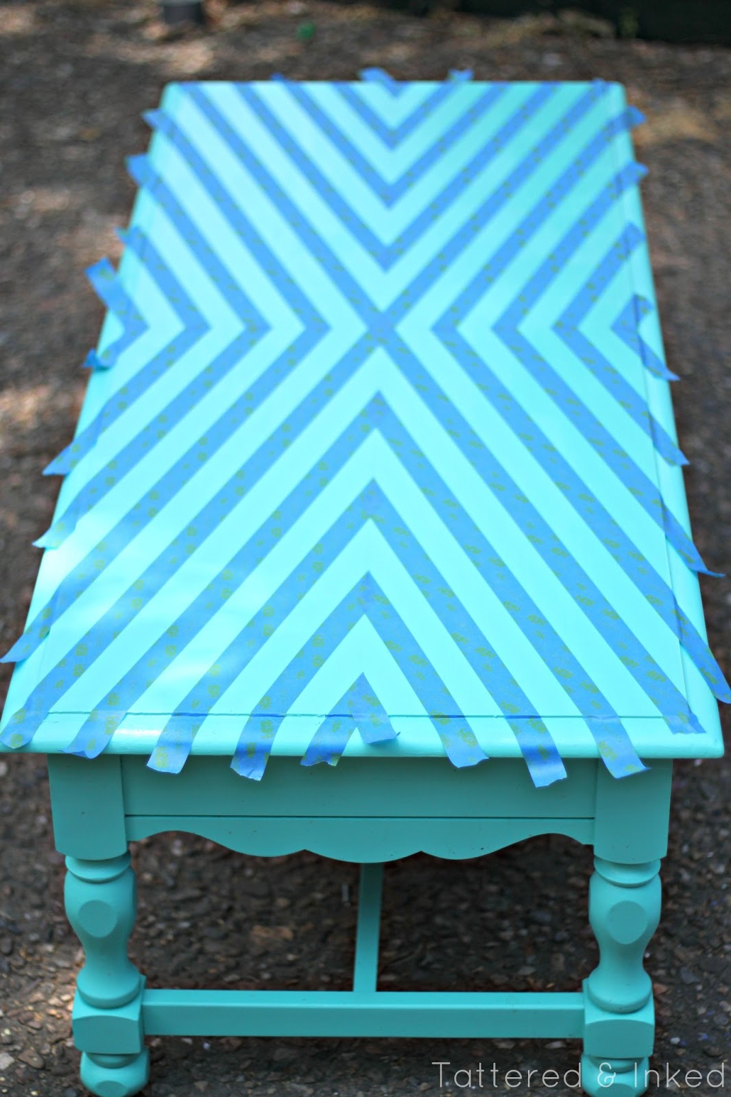 Tattered and Inked: Geometric Coffee Table Makeover with 3M