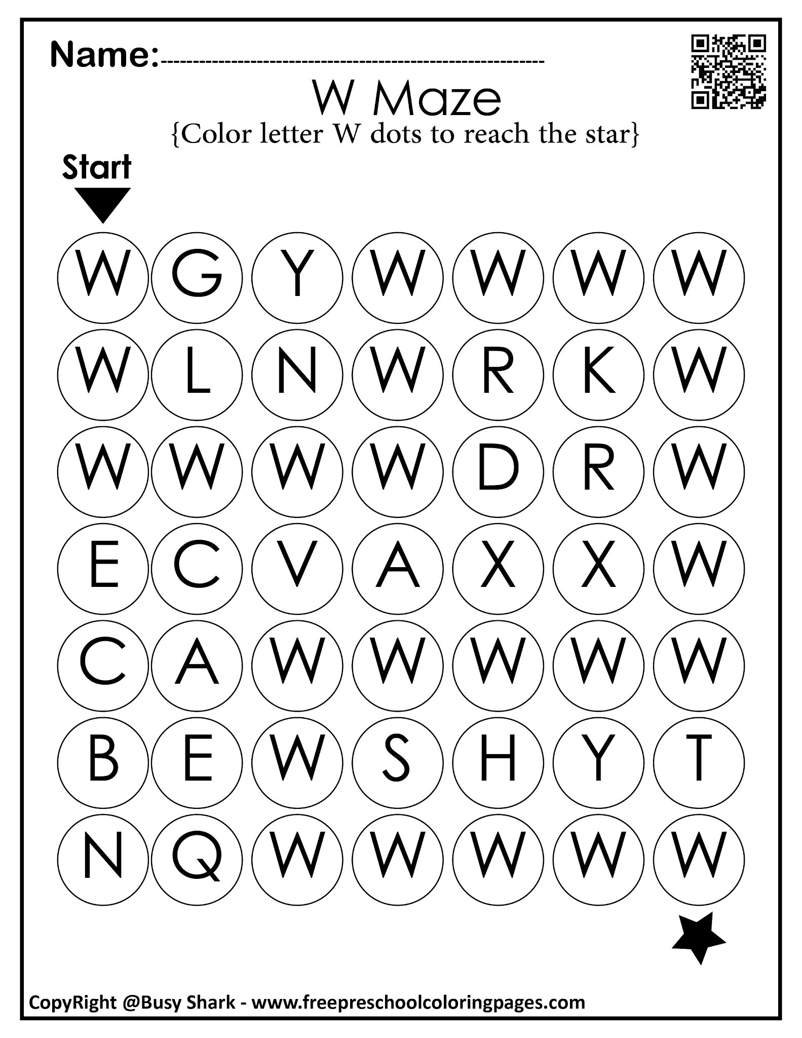 letter w 10 free dot markers coloring pages