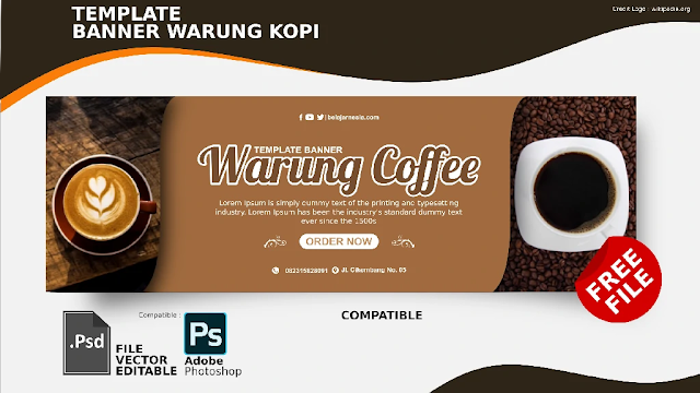 Download Spanduk Warung Kopi PSD