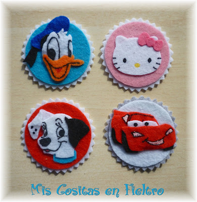 chupetero, chupetero de fieltro, chupetero en fieltro, personajes, bebé, Disney, Donald, Kitty, Cars, Dálmatas