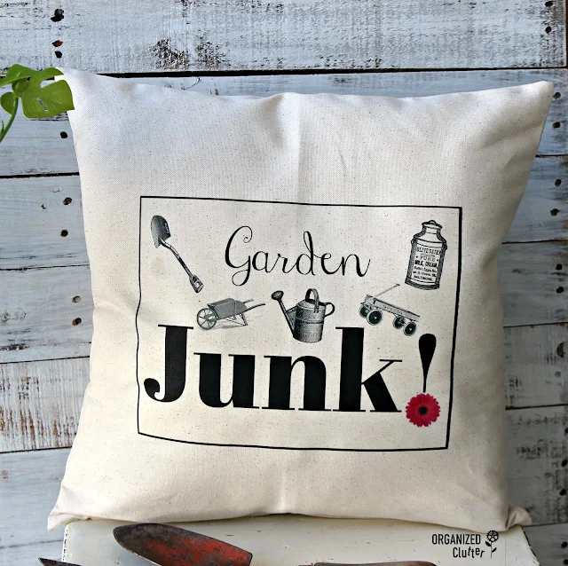Garden Junk Iron On Transfer Pillow Cover Graphic Image