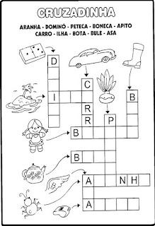 atividades de alfabetização, cruzadinha e sílabas
