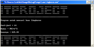 koding123 : Cara Memembuat program untuk Mencari Luas Lingkaran dengan C++