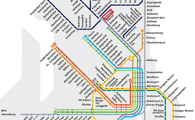 mapa metro y tren de copenhague