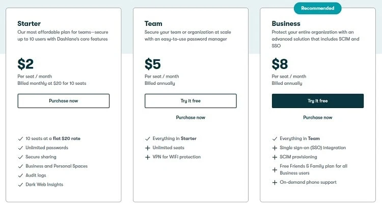 Dashlane Extension Pricing