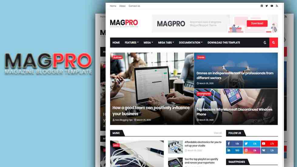 MagPro Blogger Template Premium Version Download