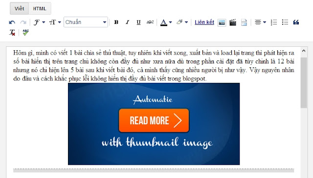 lỗi không hiển thị đầy đủ bài viết trong blogspot