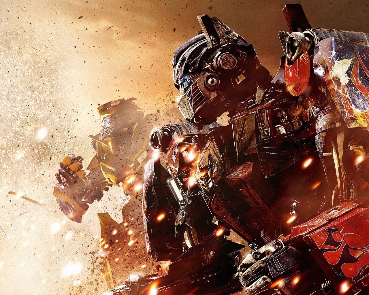 Awesome Transformers wallpaper Optimus Prime and Bumblebee