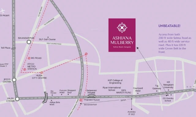 Ashiana Mulberry Blossom Sector 2 Sohna Location Map
