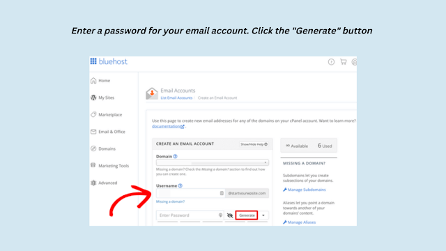 Create a Business Email – generate password