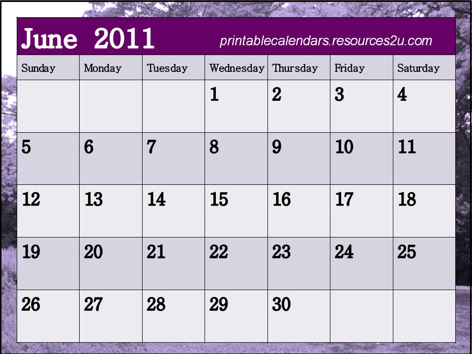 june 2011 calendar. Free Blank Planner June 2011