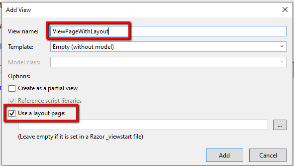 mvc create view from controller