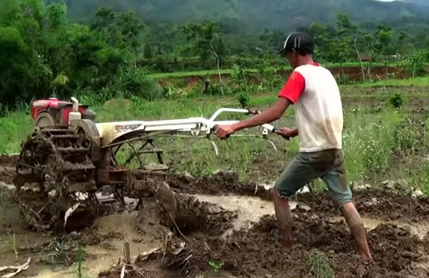 hari tani petani pakai traktor