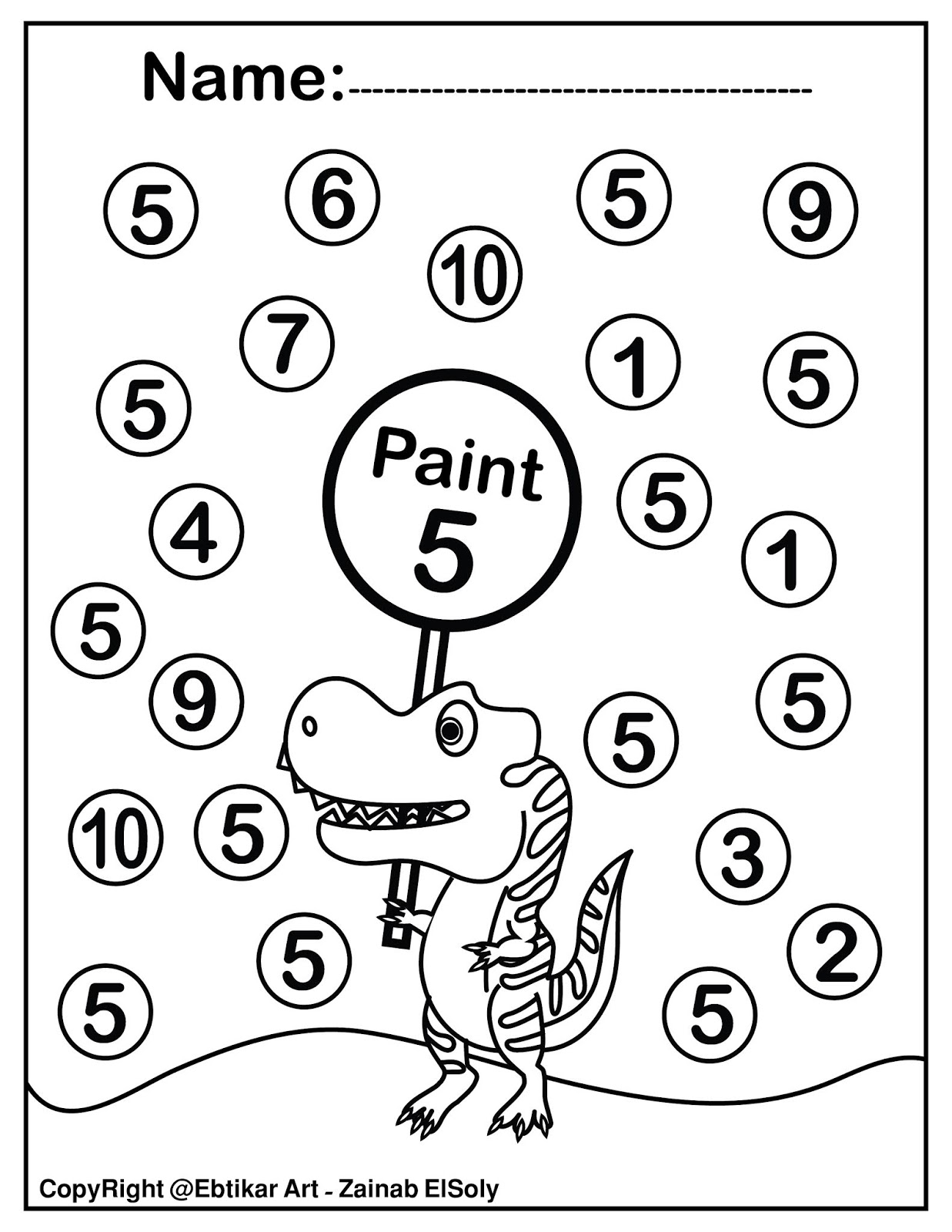 set of 123 dinosaur trex activity paint a dot preschool coloring sheets