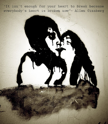 Allen Ginsberg, Lisbon, graffiti, street art, quote, black and white, broken heart