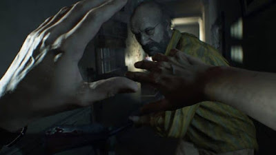 Image de Jack Baker poursuivant Ethan dans le jeu vidéo Resident Evil 7.