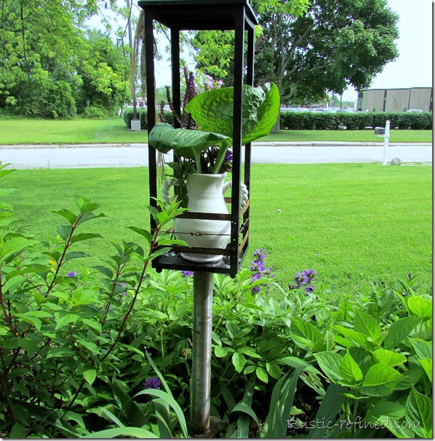 Garden art or Yard art. Repurposing a Lantern instead of throwing it away