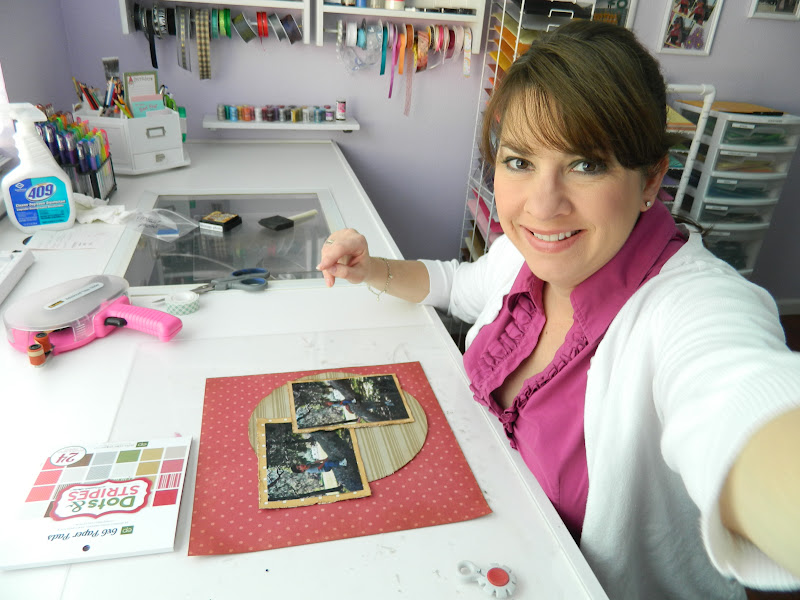 Here I am in my scrapbooking room, working on a layout. =)