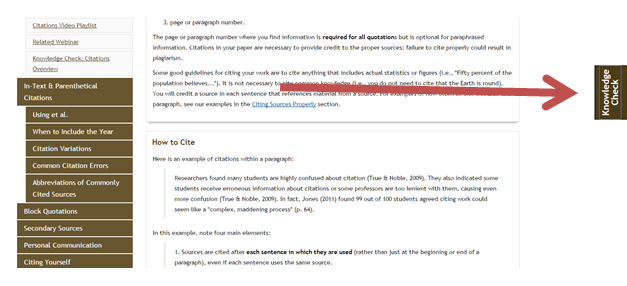 Knowledge check tab on webpage