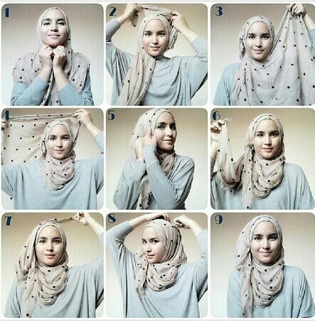 tutorial hijab pashmina kaos