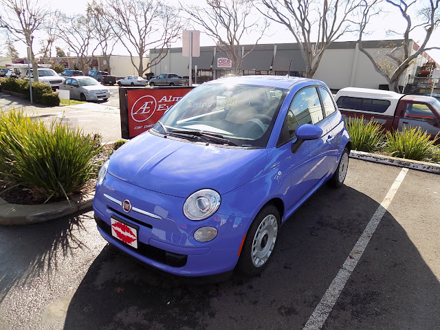 Fiat 500 repainted in "Lilac Blue" at Almost Everything Auto Body