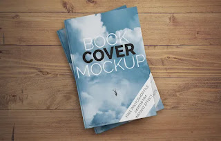 Elegant mockup of two book covers on wooden surface