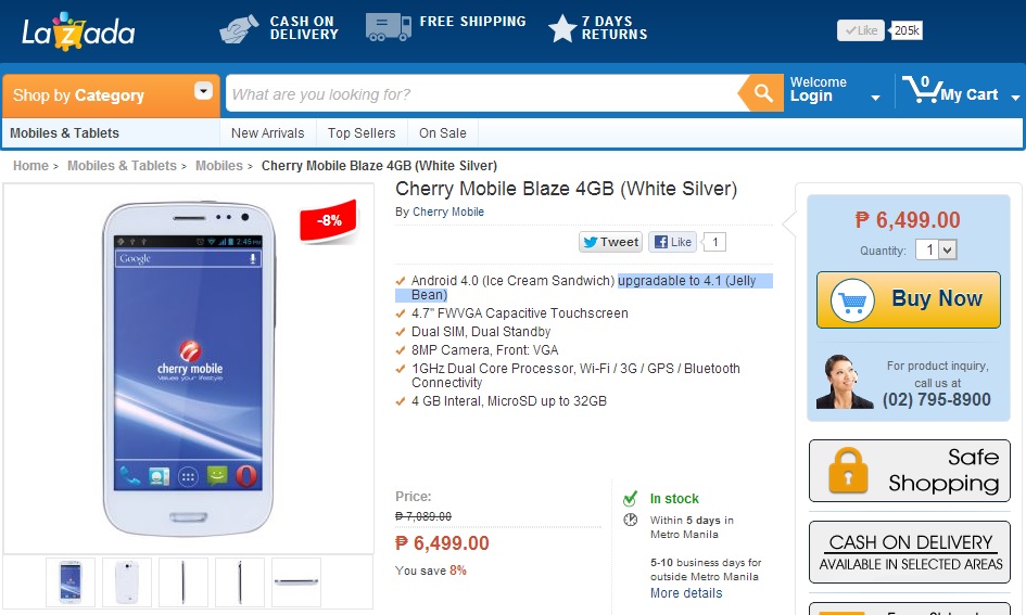 Cherry Mobile BLAZE at Lazada Philippines