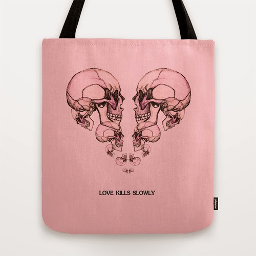 Das rosa Skullheart Design bei Society6 als ToteBag Illustration von J.Metzen 