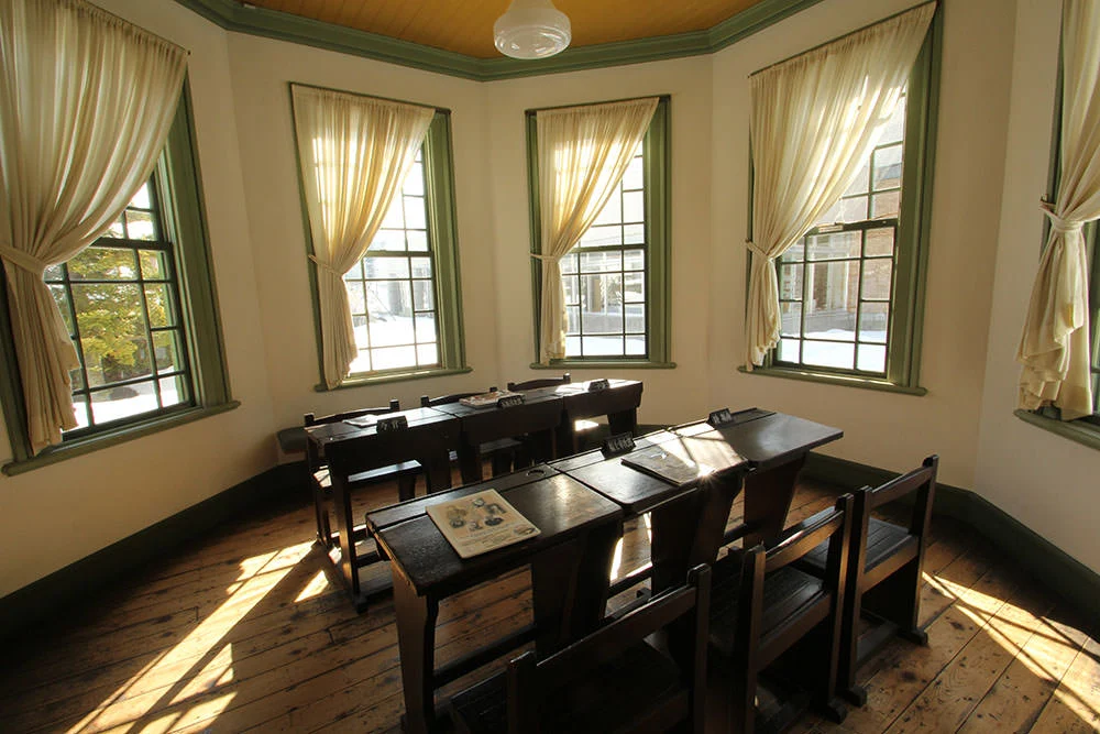 Old desks inside Former Hirosaki City Library