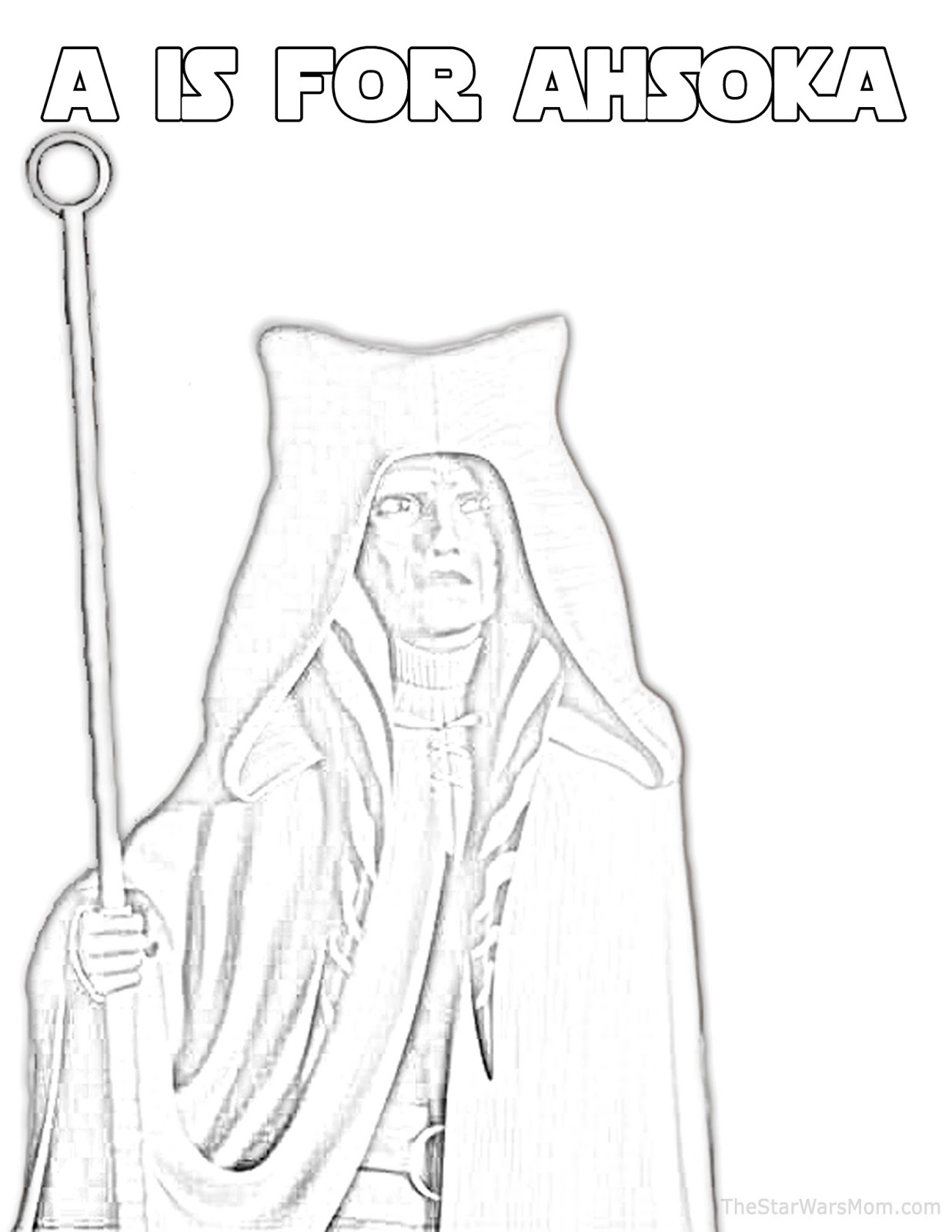 A is for Ahsoka Tano Star Wars Rebels Alphabet Coloring Page
