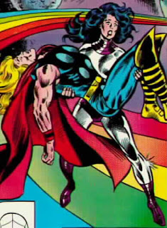 Sif loves Thor dead carrying crisis pose rainbow asgard