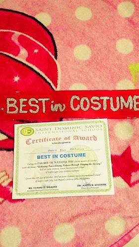 United Nations Costumes Contest winner certificate