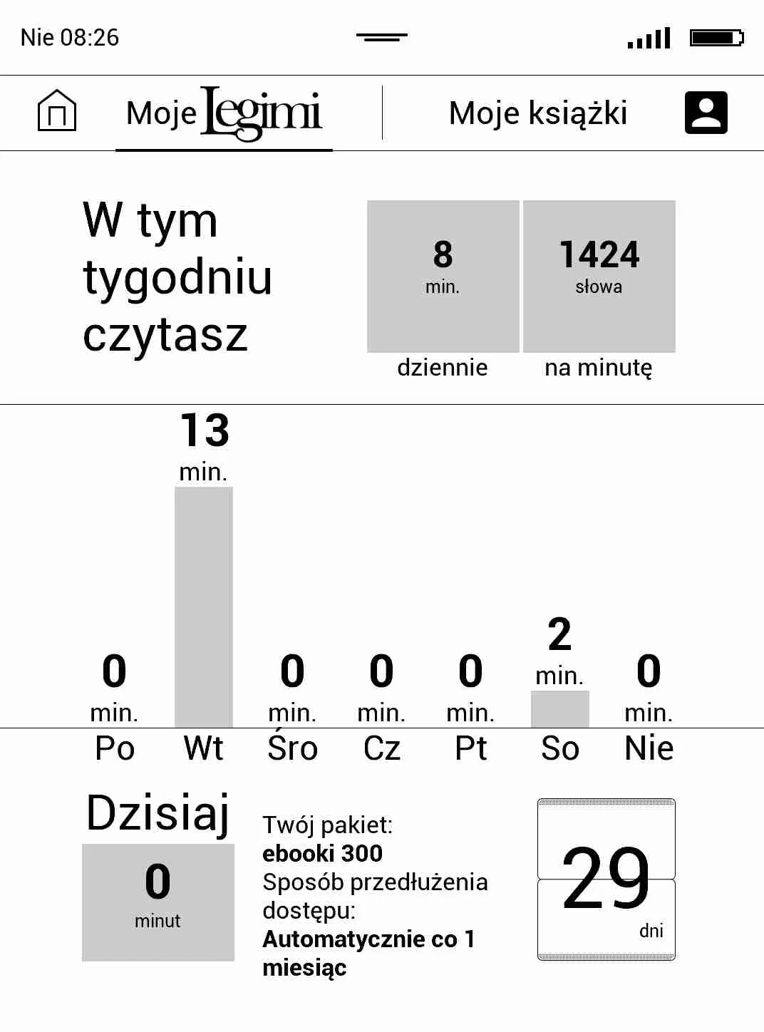 aplikacja Legimi na PocketBook Touch HD 2- ekran główny