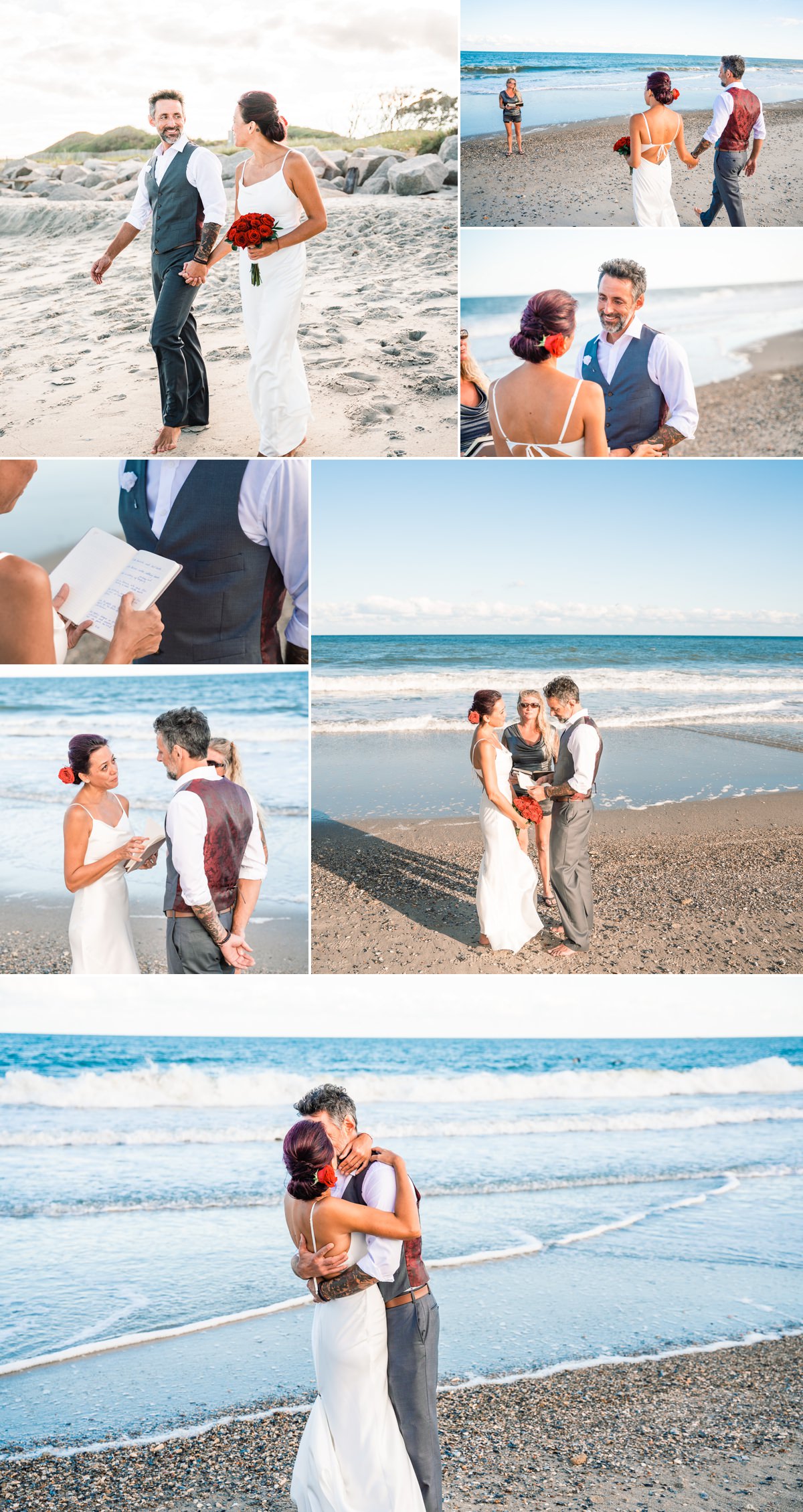 Wedding Ceremony - Fort Fisher - Beach Wedding - Ocean - Bride - Groom - Sunset - Micro Weddings - Fort Fisher Photographers -  Chris Lang Photography