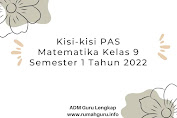 Kisi-kisi PAS Matematika Kelas 9 Semester 1 Tahun 2022