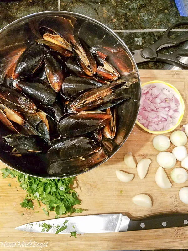 Mussels and other ingredients