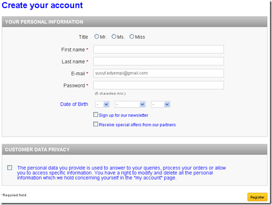 Authentication MYTOKO ONLINE default