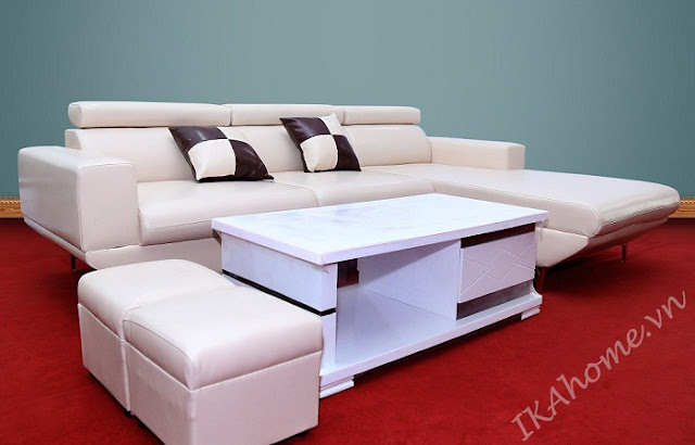 Hình ảnh cho bộ sofa giá rẻ Hà Nội với gam màu trắng sang trọng, trẻ trung, hiện đại
