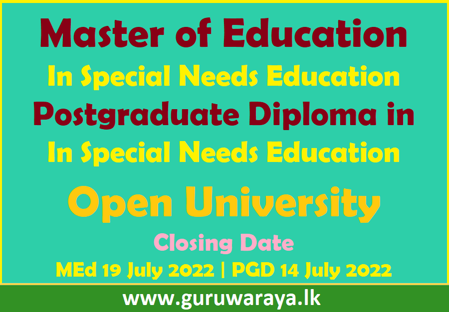 Postgraduate Programmes in Special Needs Education (PGD, MEd )