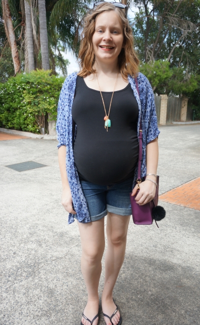 AwayFromBlue | Jeanswest Maternity denim shorts Jenni singlet new look ...