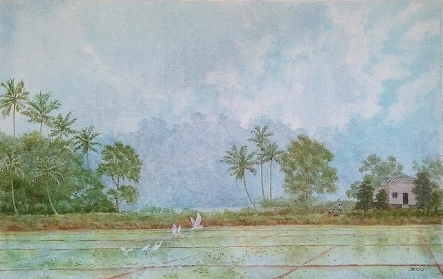 Kuttanad Landscape Painting: Acrylic on canvas