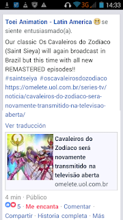 Brasil: vuelven los caballeros del zodiaco a la televisión abierta.