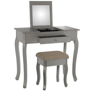 Mueble tocador clasico color plata con espejo