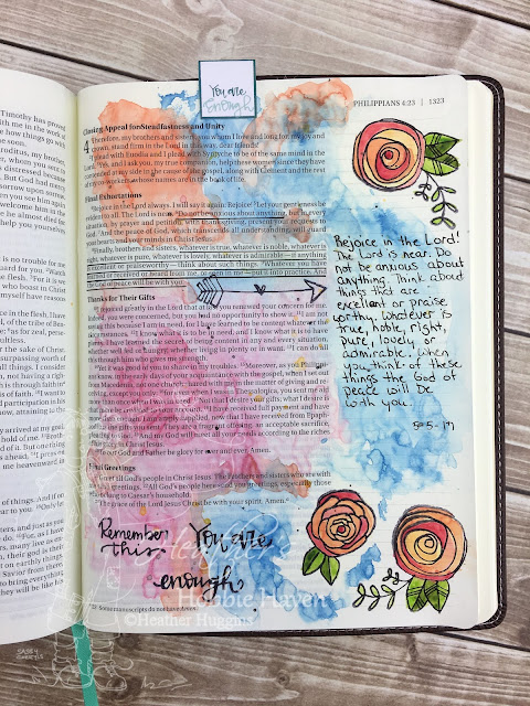 Heather's Hobbie Haven - Bible Journaling - You are Enough - Philippians 4:6; 8-9