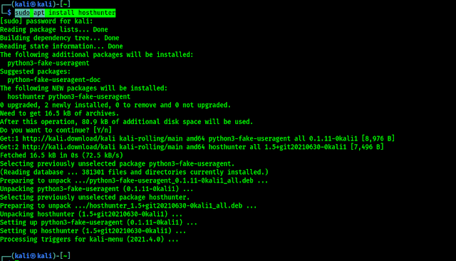 installing hosthunter on Kali Linux