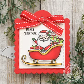 Sunny Studio Stamps: Scalloped Tag Dies Season's Greetings Santa Claus Lane Christmas Gift Tags by Juliana Michaels