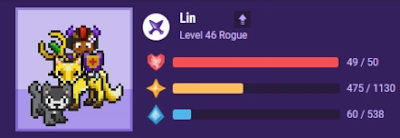 Avatar on Habitica, with bars showing health, mana, and experience points