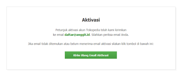 Aktivasi Tokopedia 