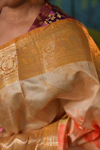 Bespoke digital print silk Kanjeevaram saree